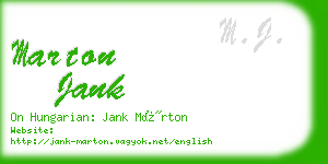 marton jank business card